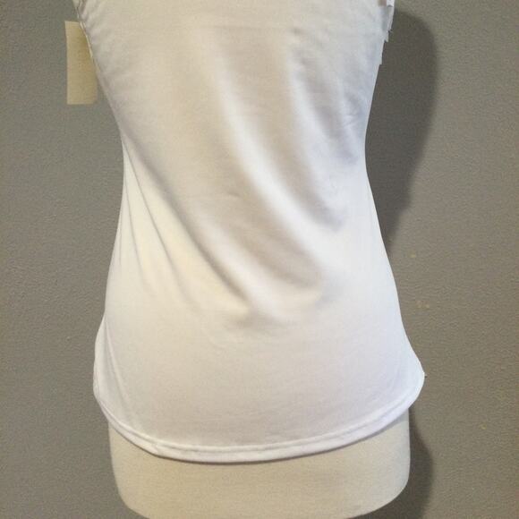 Cinema Etoile Lace Trimmed White Sleeveless V-Neck Tank Size M NWT - Picture 9 of 14